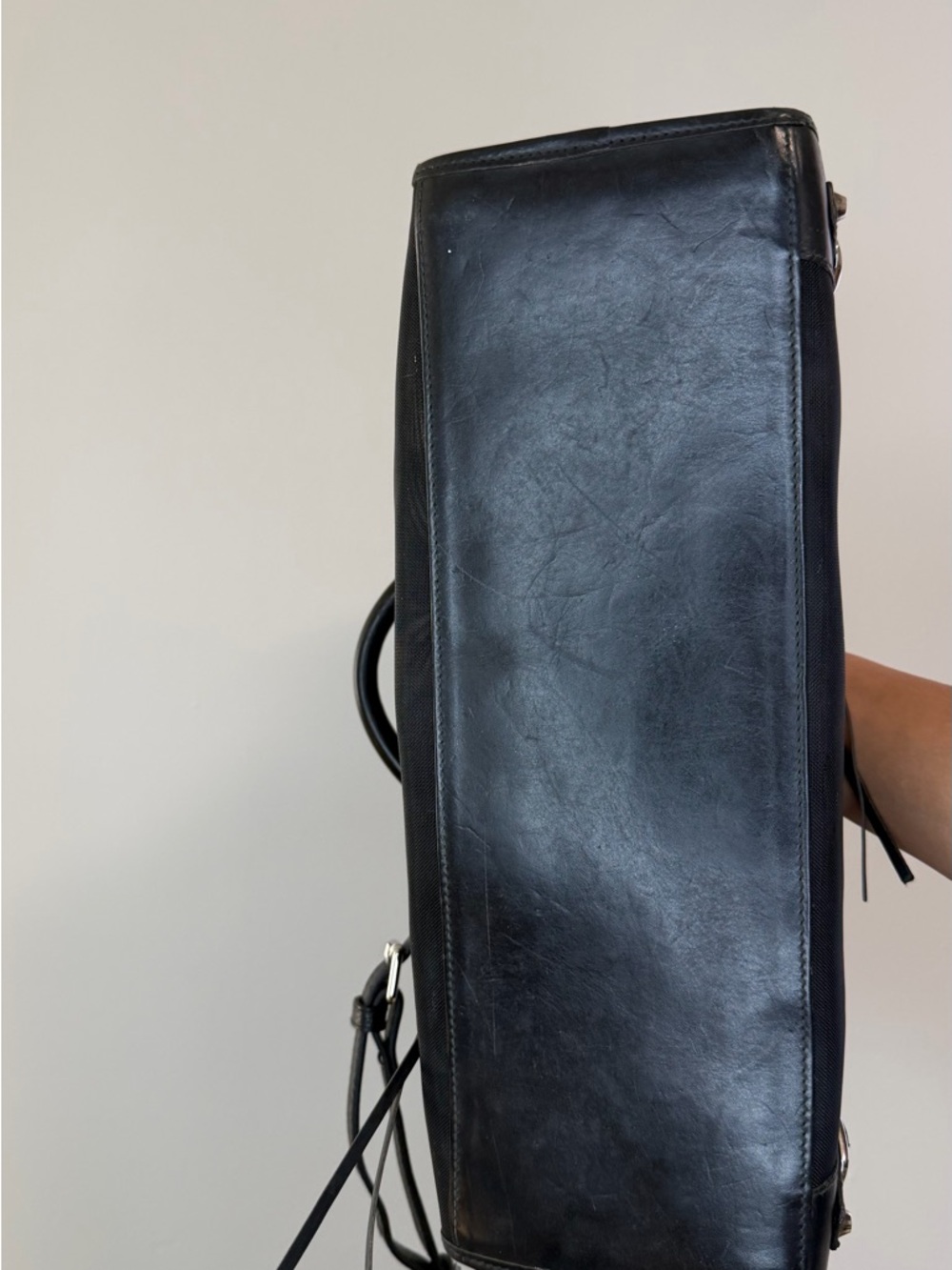 BALENCIAGA Mesh Calfskin Palladium City in Black - Picture 6 of 10